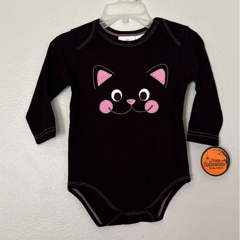Celebrate Baby 6-9M Halloween Black Cat Bodysuit Long Sleeve NWT